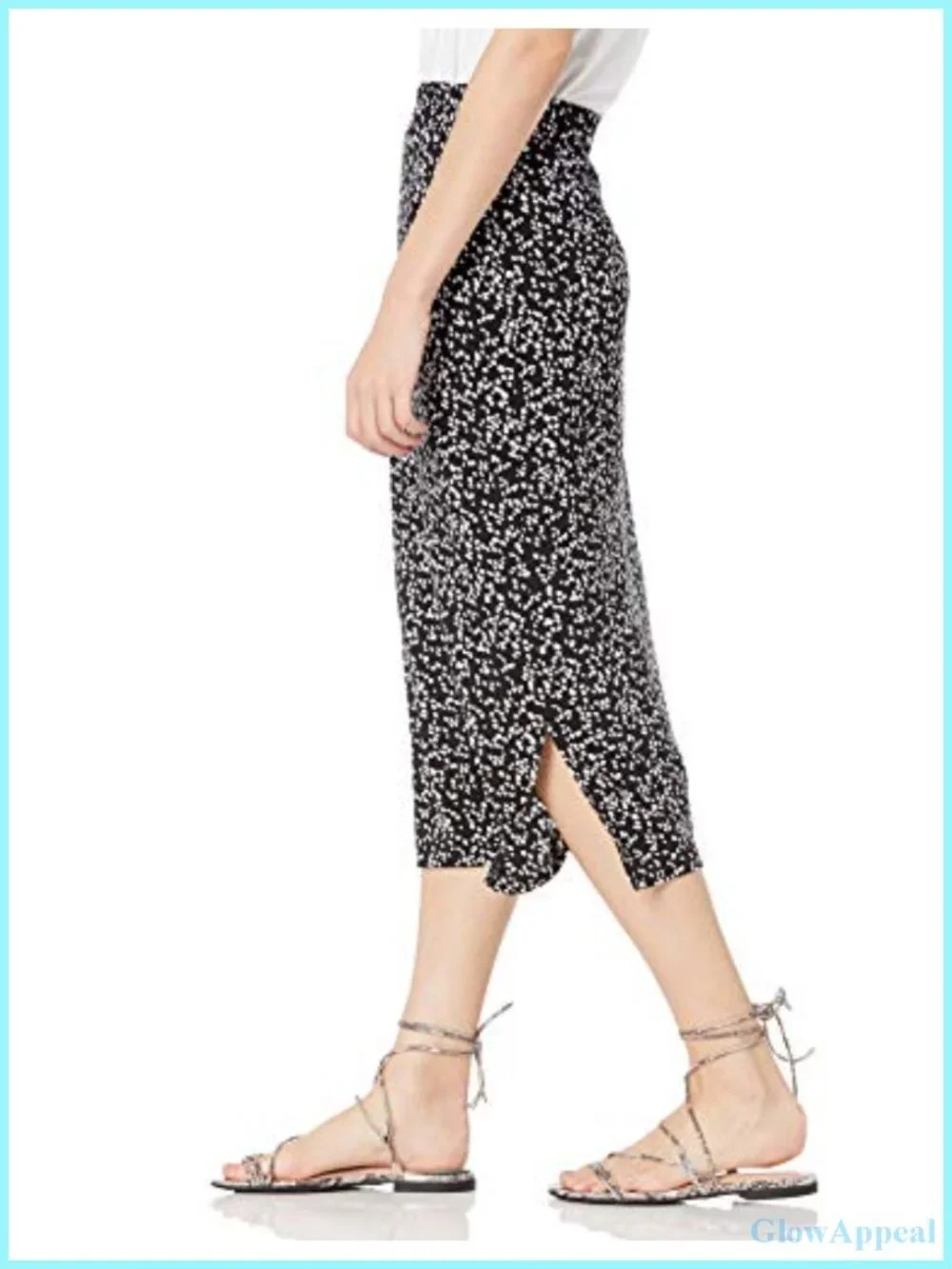 Women's Pull-On Knit Midi Skirt with Elastic Waist, Stretchy, Side Slits